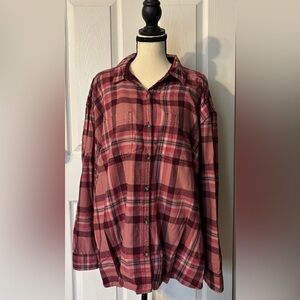 Legendary Whitetails Women’s Plaid Button Down Shirt in Red and Pink
